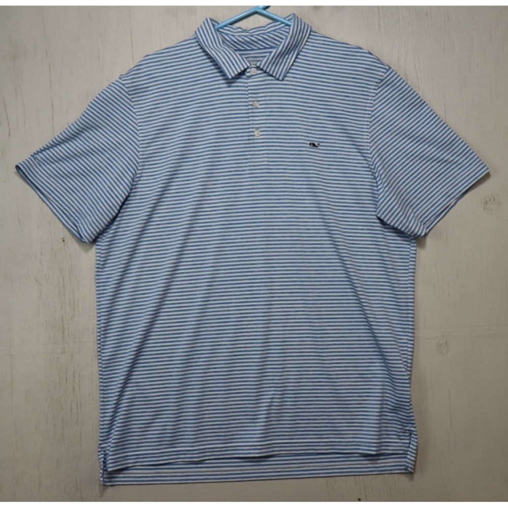 Mens Polo Ralph Lauren Striped Blue Red Pony Shirt Size L Cotton Short Sleeve